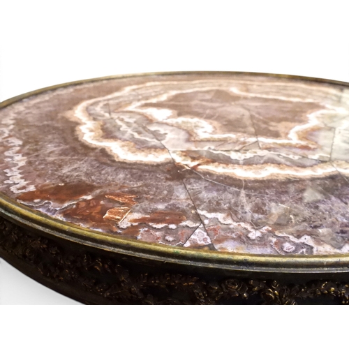 2054 - AN UNUSUAL LOUIS XV CIRCULAR SPECIMEN TOPPED OCCASIONAL TABLE circular top consisting of arranged cr... 