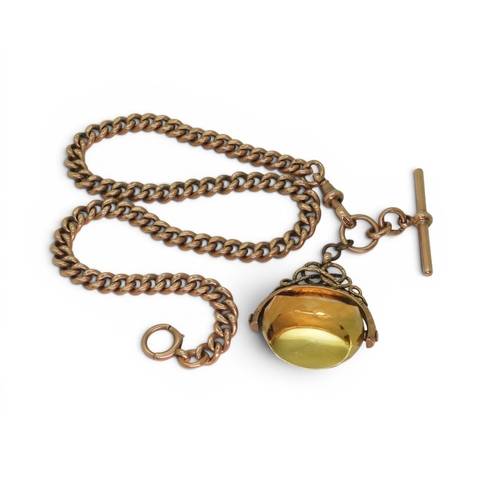 2759 - A SUBSTANTIAL ROSE GOLD FOB CHAINmade in 9ct gold hallmarked 9. 375, to every link the 'T'bar and lo... 