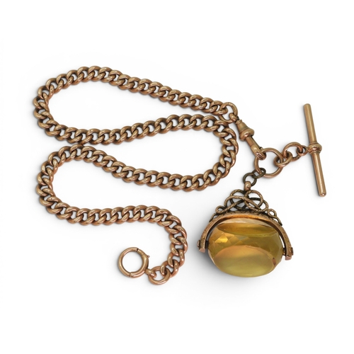 2759 - A SUBSTANTIAL ROSE GOLD FOB CHAINmade in 9ct gold hallmarked 9. 375, to every link the 'T'bar and lo... 