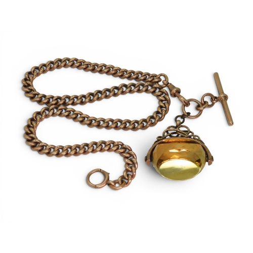 2759 - A SUBSTANTIAL ROSE GOLD FOB CHAINmade in 9ct gold hallmarked 9. 375, to every link the 'T'bar and lo... 