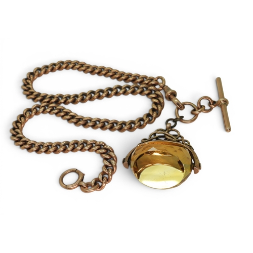 2759 - A SUBSTANTIAL ROSE GOLD FOB CHAINmade in 9ct gold hallmarked 9. 375, to every link the 'T'bar and lo... 