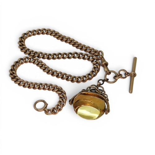 2759 - A SUBSTANTIAL ROSE GOLD FOB CHAINmade in 9ct gold hallmarked 9. 375, to every link the 'T'bar and lo... 