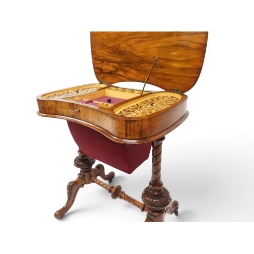 2001 - A VICTORIAN WALNUT VENEERED SEWING WORK TABLE&nbsp;expertly restored by James Hardie of Newhaven Edi... 