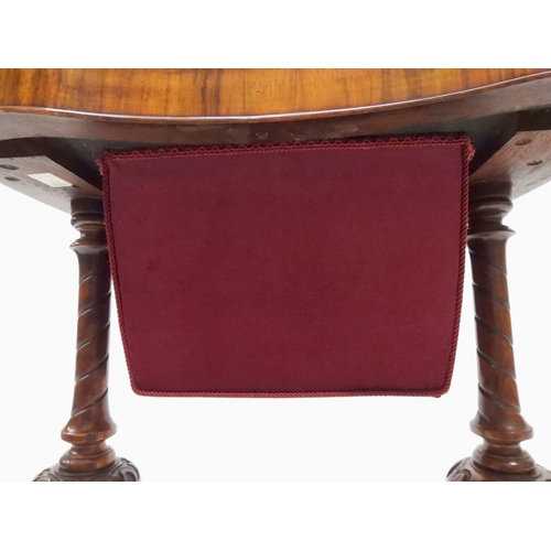 2001 - A VICTORIAN WALNUT VENEERED SEWING WORK TABLE&nbsp;expertly restored by James Hardie of Newhaven Edi... 