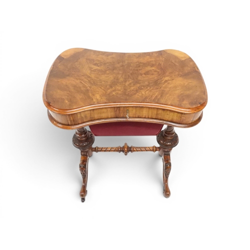 2001 - A VICTORIAN WALNUT VENEERED SEWING WORK TABLE&nbsp;expertly restored by James Hardie of Newhaven Edi... 