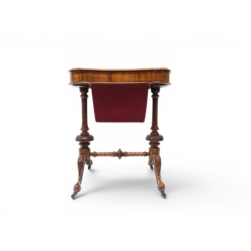 2001 - A VICTORIAN WALNUT VENEERED SEWING WORK TABLE&nbsp;expertly restored by James Hardie of Newhaven Edi... 