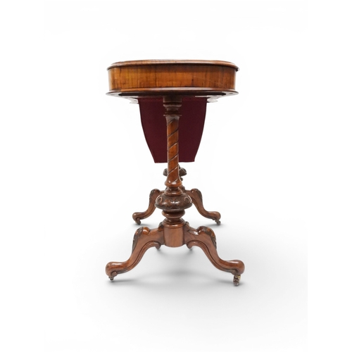 2001 - A VICTORIAN WALNUT VENEERED SEWING WORK TABLE&nbsp;expertly restored by James Hardie of Newhaven Edi... 