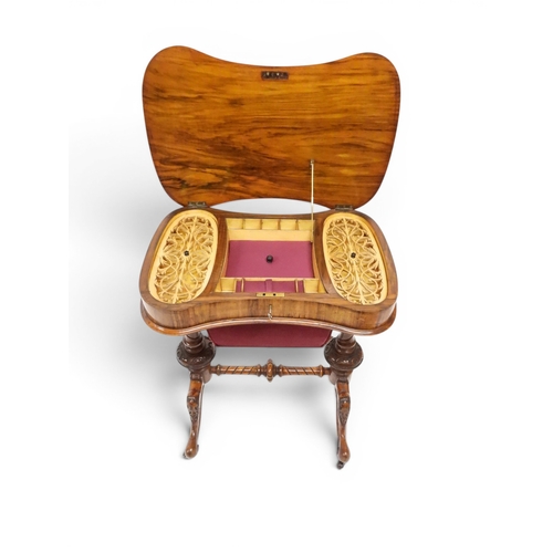 2001 - A VICTORIAN WALNUT VENEERED SEWING WORK TABLE&nbsp;expertly restored by James Hardie of Newhaven Edi... 