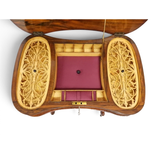 2001 - A VICTORIAN WALNUT VENEERED SEWING WORK TABLE&nbsp;expertly restored by James Hardie of Newhaven Edi... 