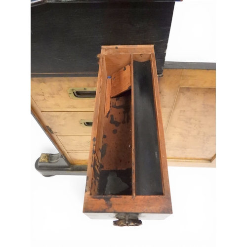 2002 - A VICTORIAN EBONISED AESTHETIC MOVEMENT DAVENPORT WRITING DESK with pierced brass gallery top over h... 