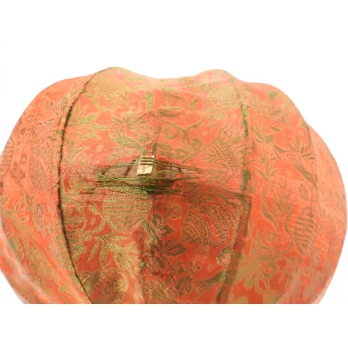 2004 - A LATE 19TH CENTURY MOROCCAN STYLE OCTAGONAL COPPER AND STAINED GLASS CANDLE LANTERNwith rise and fa... 