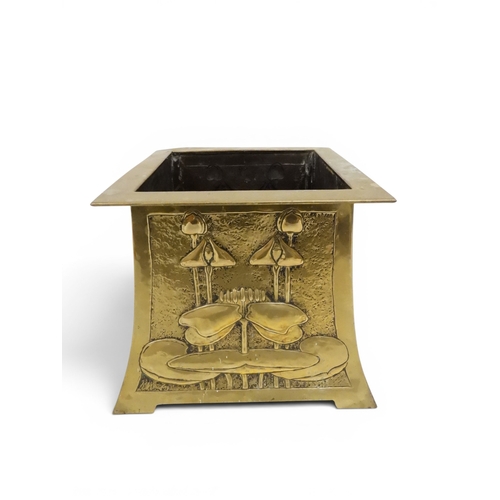 2007 - GLASGOW SCHOOL ATTRIBUTED TO MARGARET GILMOURA brass Arts & Crafts planter with elaborately hamm... 