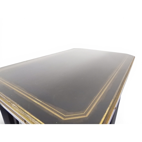 2010 - AN EARLY 20TH CENTURY AESTHETIC STYLE TWO TIER EBONISED OCCASIONAL TABLE&nbsp;rectangular chamfered ... 