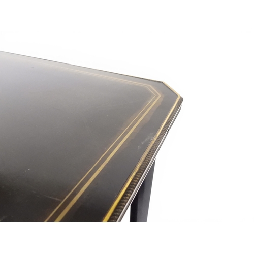 2010 - AN EARLY 20TH CENTURY AESTHETIC STYLE TWO TIER EBONISED OCCASIONAL TABLE&nbsp;rectangular chamfered ... 