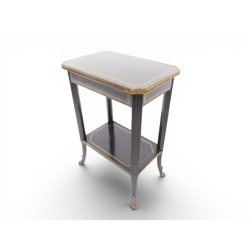 2010 - AN EARLY 20TH CENTURY AESTHETIC STYLE TWO TIER EBONISED OCCASIONAL TABLE&nbsp;rectangular chamfered ... 