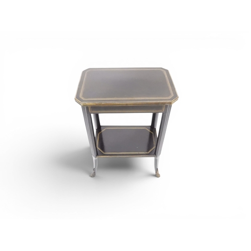 2010 - AN EARLY 20TH CENTURY AESTHETIC STYLE TWO TIER EBONISED OCCASIONAL TABLE&nbsp;rectangular chamfered ... 