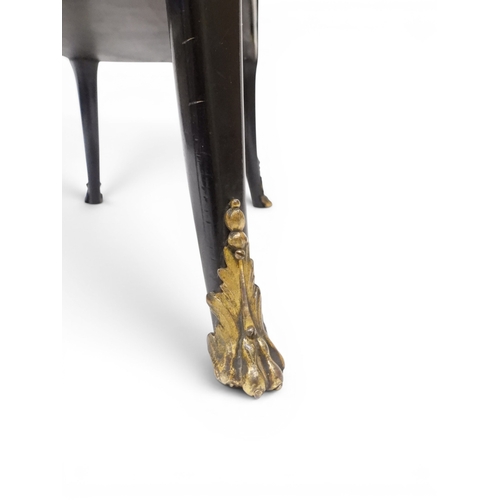 2010 - AN EARLY 20TH CENTURY AESTHETIC STYLE TWO TIER EBONISED OCCASIONAL TABLE&nbsp;rectangular chamfered ... 