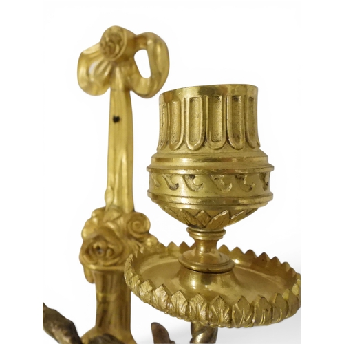 2014 - A PAIR OF 20TH CENTURY GILT METAL REGENCY STYLE FIVE BRANCH CANDLE WALL SCONCESwith scrolled floral ... 
