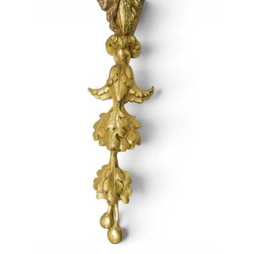 2014 - A PAIR OF 20TH CENTURY GILT METAL REGENCY STYLE FIVE BRANCH CANDLE WALL SCONCESwith scrolled floral ... 