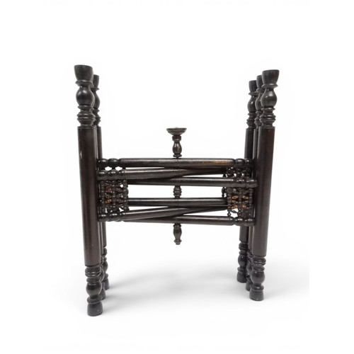 2023 - A 19TH/20TH CENTURY MOORISH COPPER TRAY TOP FOLDING TABLEcircular copper top with raised gallery edg... 