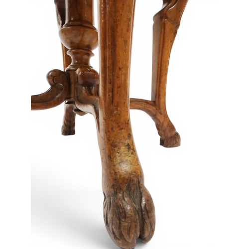 2027 - A PAIR OF 19TH CENTURY WALNUT RISE AND FALL PIANO STOOLS&nbsp;with circular mustard floral tapestry ... 