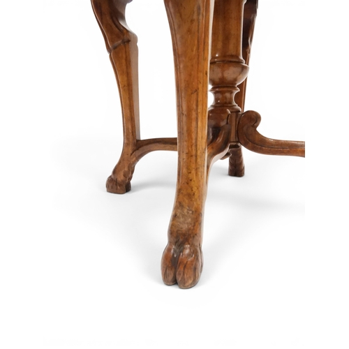 2027 - A PAIR OF 19TH CENTURY WALNUT RISE AND FALL PIANO STOOLS&nbsp;with circular mustard floral tapestry ... 