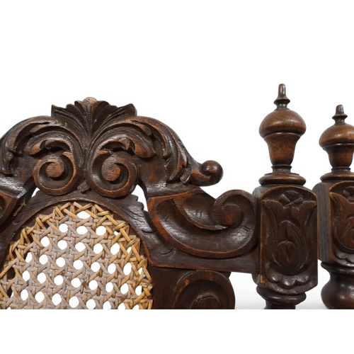 2032 - A SET OF SIX 19TH CENTURY OAK FRAMED BERGERE DINING CHAIRS&nbsp;with oval bergere back surmounted wi... 