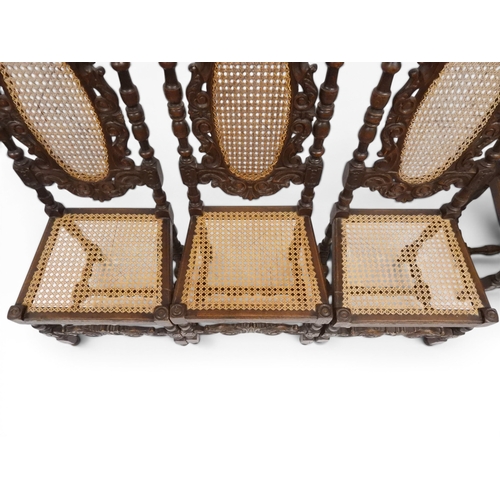 2032 - A SET OF SIX 19TH CENTURY OAK FRAMED BERGERE DINING CHAIRS&nbsp;with oval bergere back surmounted wi... 