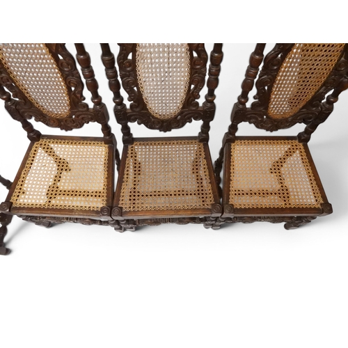 2032 - A SET OF SIX 19TH CENTURY OAK FRAMED BERGERE DINING CHAIRS&nbsp;with oval bergere back surmounted wi... 