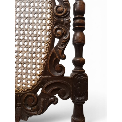 2032 - A SET OF SIX 19TH CENTURY OAK FRAMED BERGERE DINING CHAIRS&nbsp;with oval bergere back surmounted wi... 