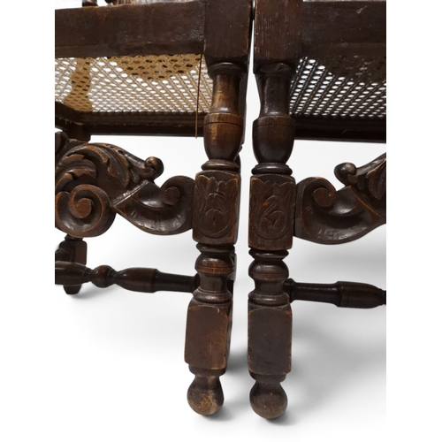 2032 - A SET OF SIX 19TH CENTURY OAK FRAMED BERGERE DINING CHAIRS&nbsp;with oval bergere back surmounted wi... 
