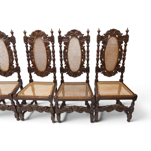 2032 - A SET OF SIX 19TH CENTURY OAK FRAMED BERGERE DINING CHAIRS&nbsp;with oval bergere back surmounted wi... 