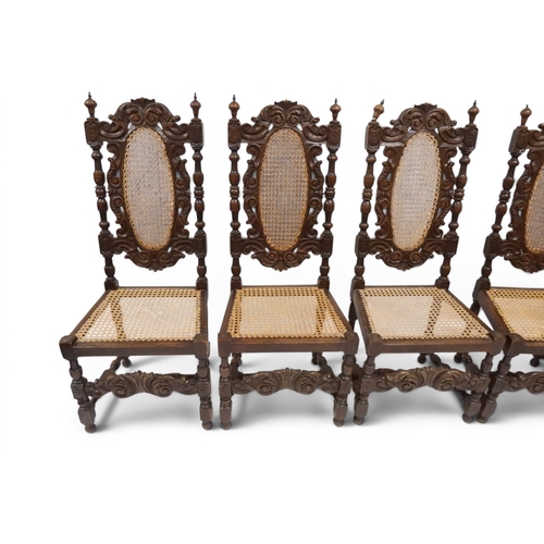 2032 - A SET OF SIX 19TH CENTURY OAK FRAMED BERGERE DINING CHAIRS&nbsp;with oval bergere back surmounted wi... 