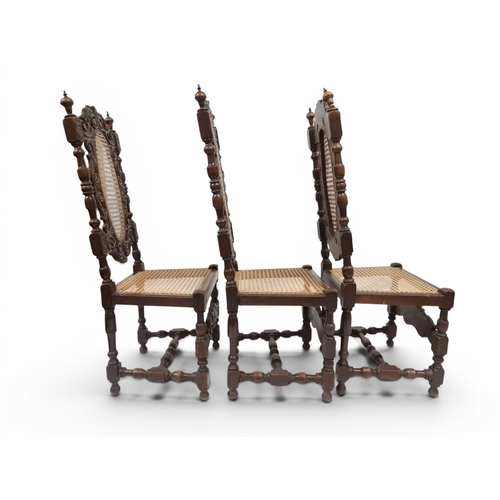 2032 - A SET OF SIX 19TH CENTURY OAK FRAMED BERGERE DINING CHAIRS&nbsp;with oval bergere back surmounted wi... 