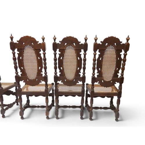 2032 - A SET OF SIX 19TH CENTURY OAK FRAMED BERGERE DINING CHAIRS&nbsp;with oval bergere back surmounted wi... 