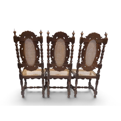 2032 - A SET OF SIX 19TH CENTURY OAK FRAMED BERGERE DINING CHAIRS&nbsp;with oval bergere back surmounted wi... 
