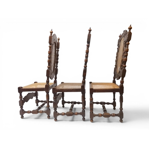 2032 - A SET OF SIX 19TH CENTURY OAK FRAMED BERGERE DINING CHAIRS&nbsp;with oval bergere back surmounted wi... 