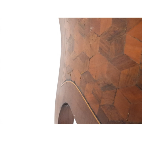 2033 - A 19TH CENTURY MAHOGANY AND BOXWOOD PARQUETRY VENEERED BOMBE CHEST OF DRAWERS&nbsp;with shaped serpe... 