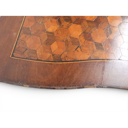 2033 - A 19TH CENTURY MAHOGANY AND BOXWOOD PARQUETRY VENEERED BOMBE CHEST OF DRAWERS&nbsp;with shaped serpe... 