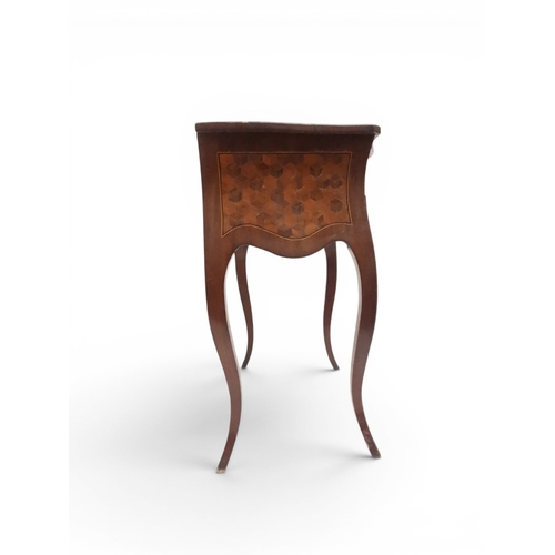2033 - A 19TH CENTURY MAHOGANY AND BOXWOOD PARQUETRY VENEERED BOMBE CHEST OF DRAWERS&nbsp;with shaped serpe... 