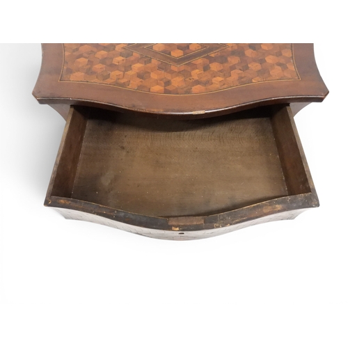 2033 - A 19TH CENTURY MAHOGANY AND BOXWOOD PARQUETRY VENEERED BOMBE CHEST OF DRAWERS&nbsp;with shaped serpe... 