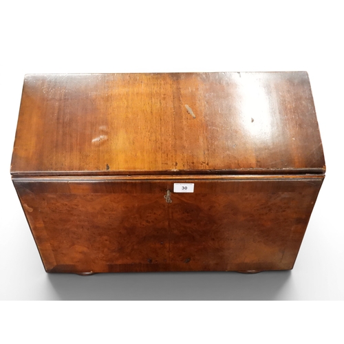 30 - A 19th century walnut and birds eye maple veneered ladies writing bureau with fitted writing compart...