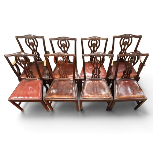 9 - A set of eight (two carvers & six regular) 19th mahogany framed Hepplewhite style dining chairs ...