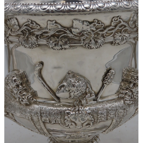 2439 - A GEORGE V SILVER MODEL OF THE WARWICK VASEby Walker & Hall, Sheffield 1914, of typical form, th... 