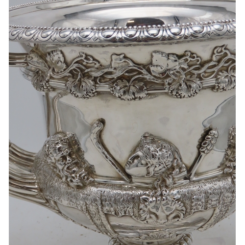 2439 - A GEORGE V SILVER MODEL OF THE WARWICK VASEby Walker & Hall, Sheffield 1914, of typical form, th... 
