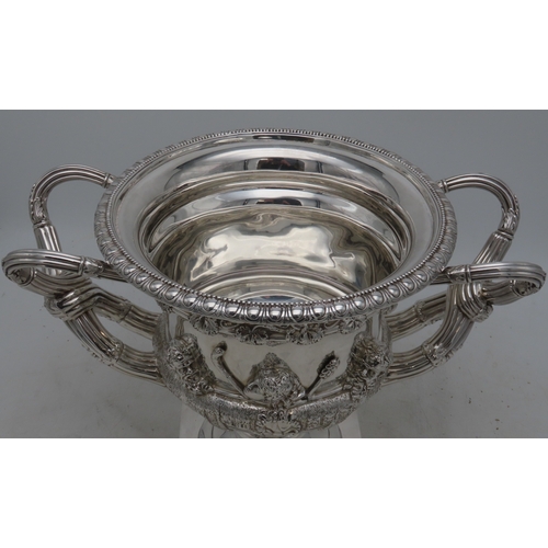 2439 - A GEORGE V SILVER MODEL OF THE WARWICK VASEby Walker & Hall, Sheffield 1914, of typical form, th... 
