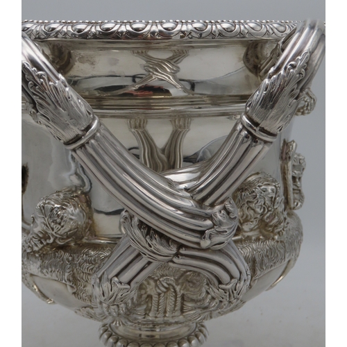 2439 - A GEORGE V SILVER MODEL OF THE WARWICK VASEby Walker & Hall, Sheffield 1914, of typical form, th... 