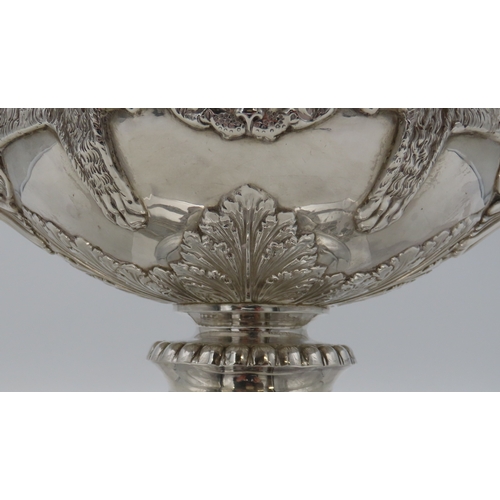 2439 - A GEORGE V SILVER MODEL OF THE WARWICK VASEby Walker & Hall, Sheffield 1914, of typical form, th... 
