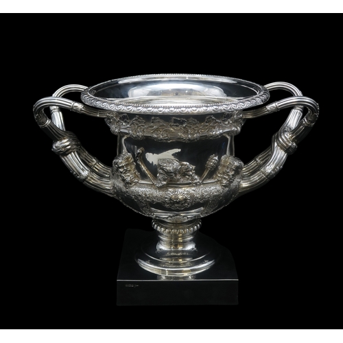 2439 - A GEORGE V SILVER MODEL OF THE WARWICK VASEby Walker & Hall, Sheffield 1914, of typical form, th... 