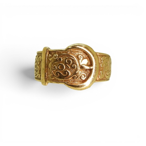 A 9ct rose gold buckle ring, hallmarked Birmingham 1969 size M1/2, weight 3.4gms